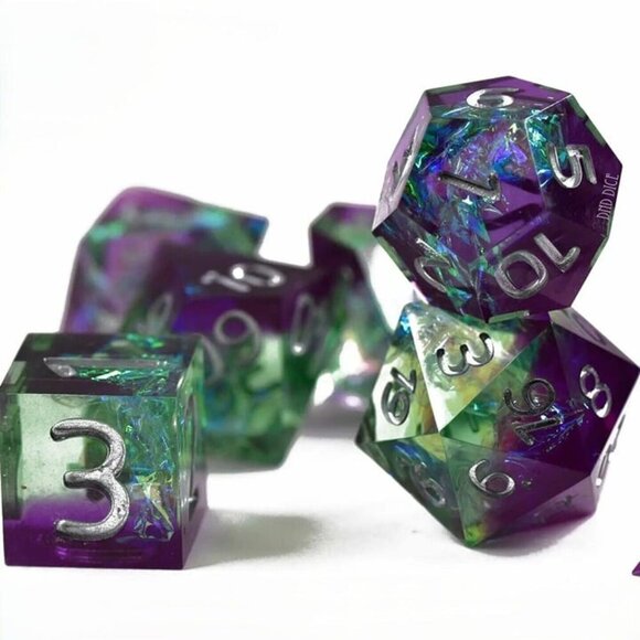 NEW - Dice Set - Wild Magic - Handmade - 7 Resin Dice -‎ Dungeons and Dragons - Picture 1 of 5